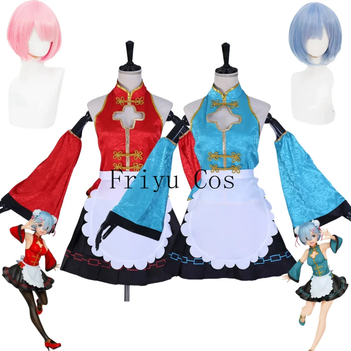 South Korea Lifestyle - ชุดคอสเพลย์อนิเมะ Re:Zero - รีเซ็ตชีวิตในโลกต่างแดน ตัวละครเรมและราม พร้อมวิกผม