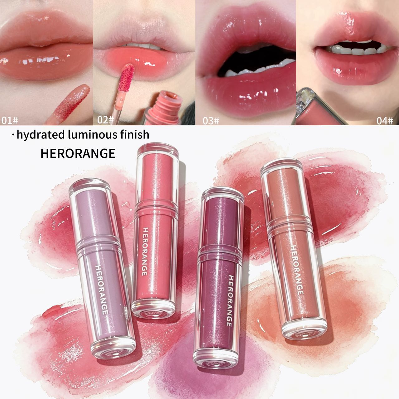 Lip Tint Korean - เฮโรเรนจ์ รีเฟรชชิ่ง มิเรอร์ ลิป เกลซ ให้ความชุ่มชื้น