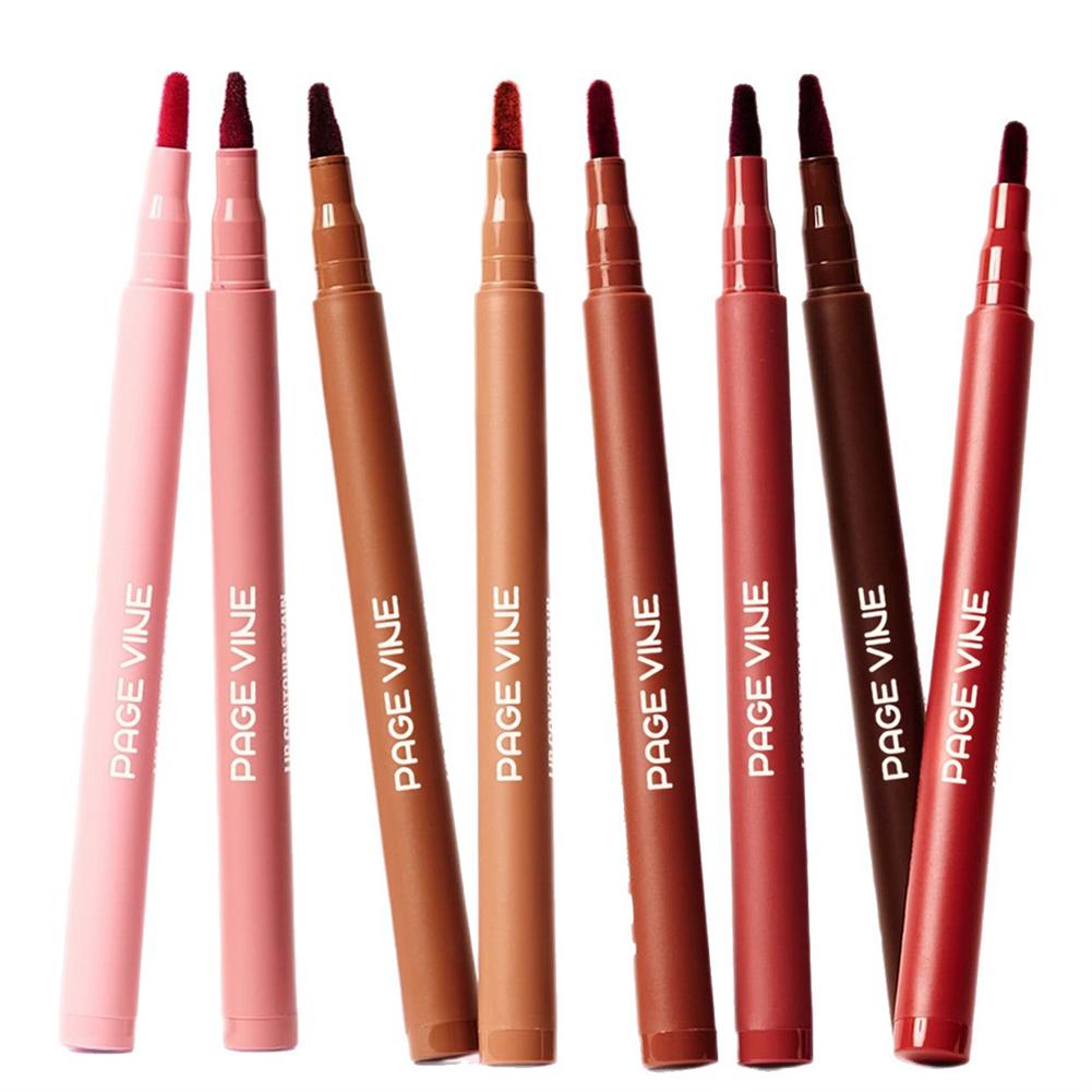 Lip Tint Korean - ปากกาเขียนขอบปากเนื้อกำมะหยี่แบบแมท กันน้ำ ติดทนนาน ไม่เลอะ ไม่ติดเสื้อ 8